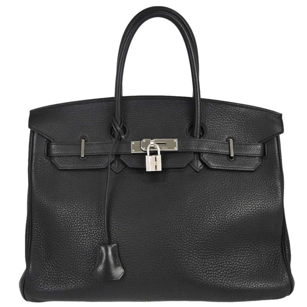 Hermes Birkin Handbag Black Togo With Palladium Hardware Black Leather Handbag